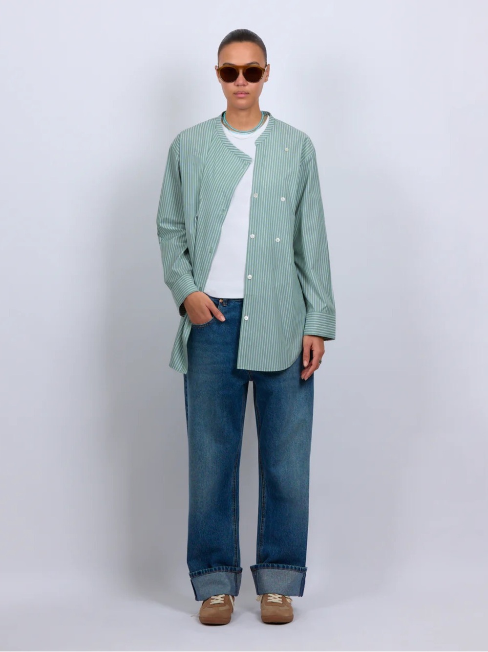 Roucha Stripe Twist Button Up Shirt size A / Small